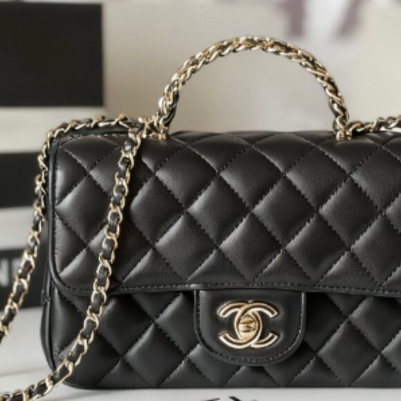 NEW Chanel Rectangular Classic Flap Bag Black Lambskin w/Gold - Picture 1 of 6